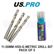 US PRO Tools 11.50MM HSS-G Metric twist Drill Bit Pack Of 5 2439