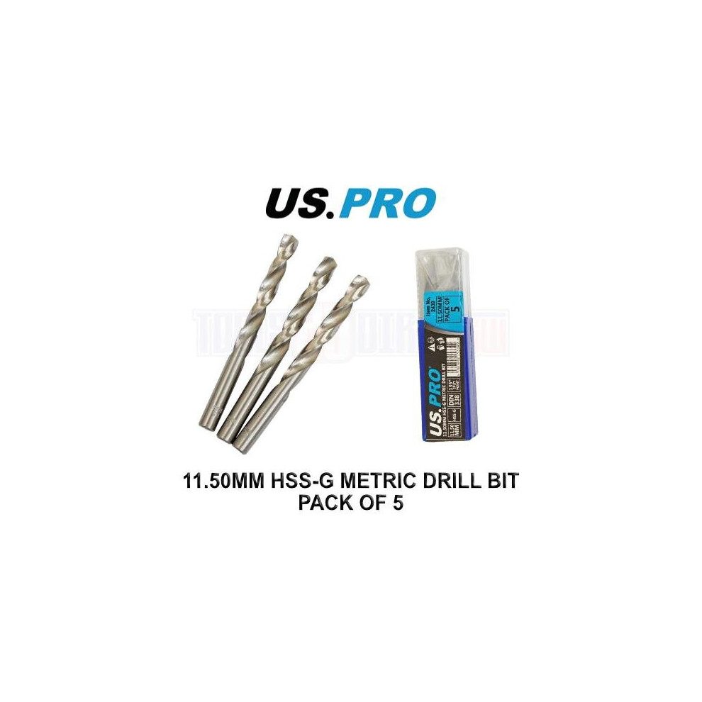 US PRO Tools 11.50MM HSS-G Metric twist Drill Bit Pack Of 5 2439