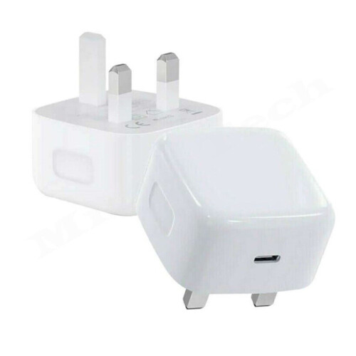 USB-C 20W PD Fast Charging Plug Adapter with USB-C Port - White (Bulk) 2