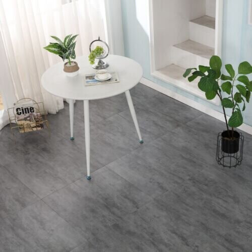 URBN Living (Slate Grey, 1 x Pack of 11 = 4m²) 60cm Square Marble Effect Vinyl Floor Tiles Self Adhesive Flooring Planks Lino