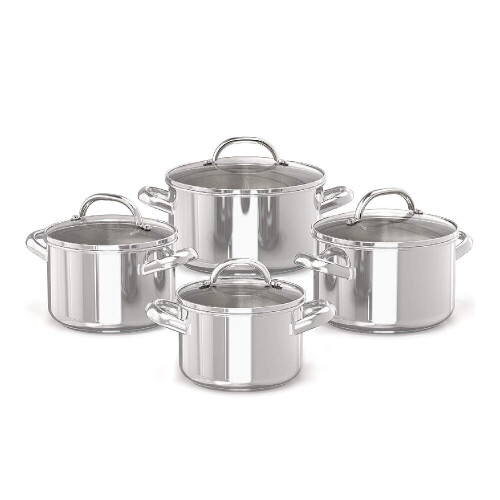 Prestige Stainless Steel Cooking Pots Set 4 Piece Induction Hob Pan Set