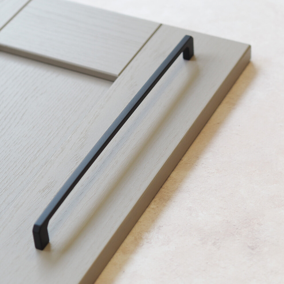 (320Mm Handle) Matt Black Squared Angled Slim Cabinet Handles 5060796703948