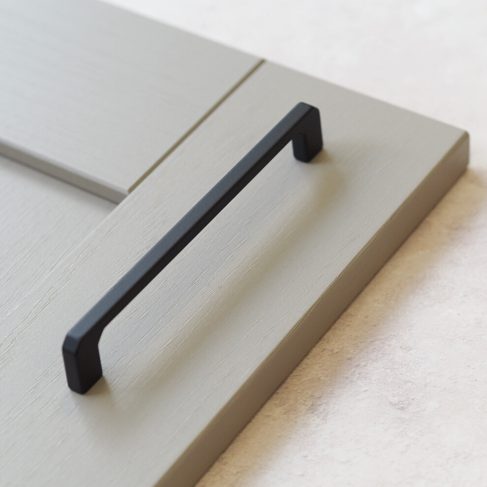 (160Mm Handle) Matt Black Squared Angled Slim Cabinet Handles 5060796703917