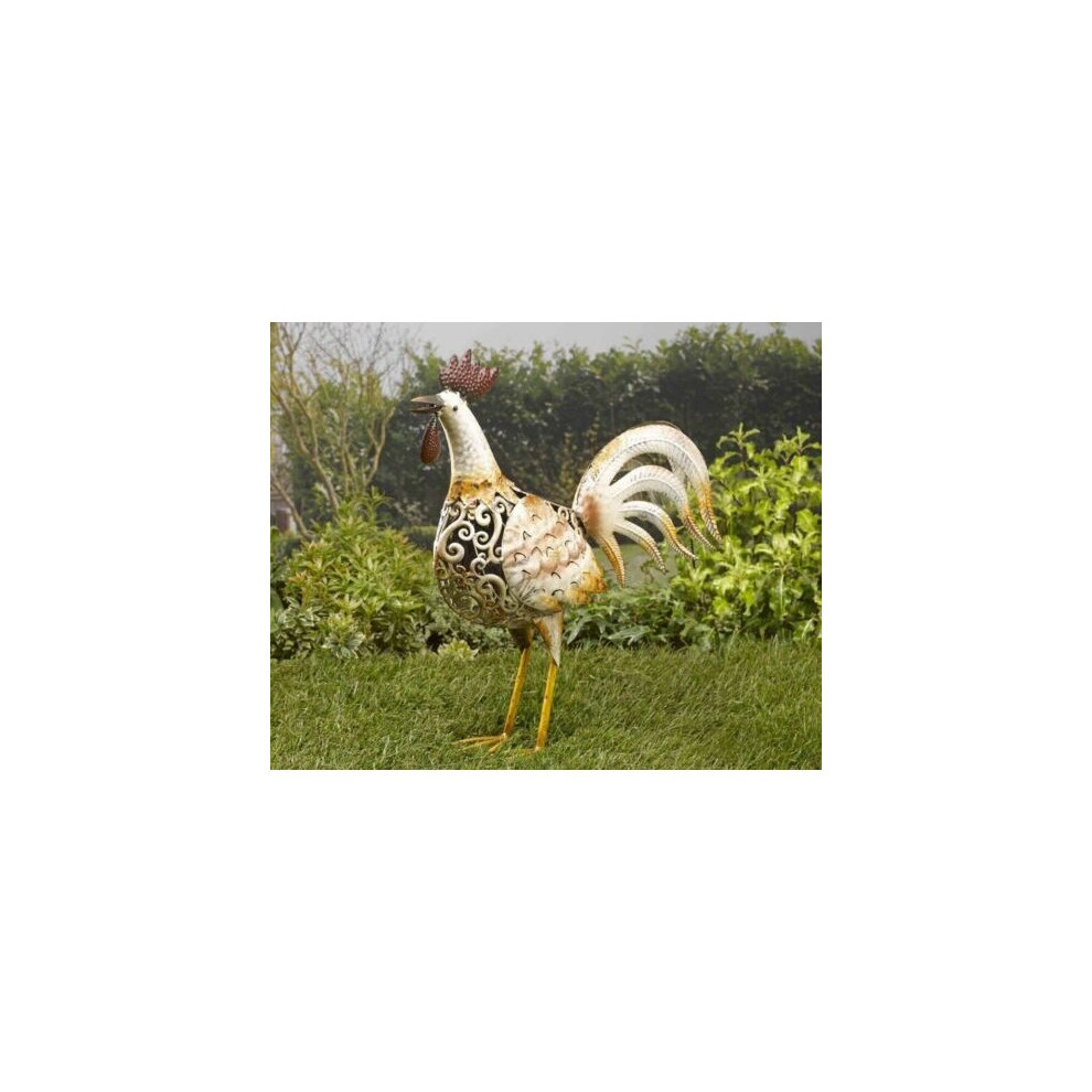 Large Solar Cockerel Garden Ornament Light Up Hen Statue Outdoor Decor