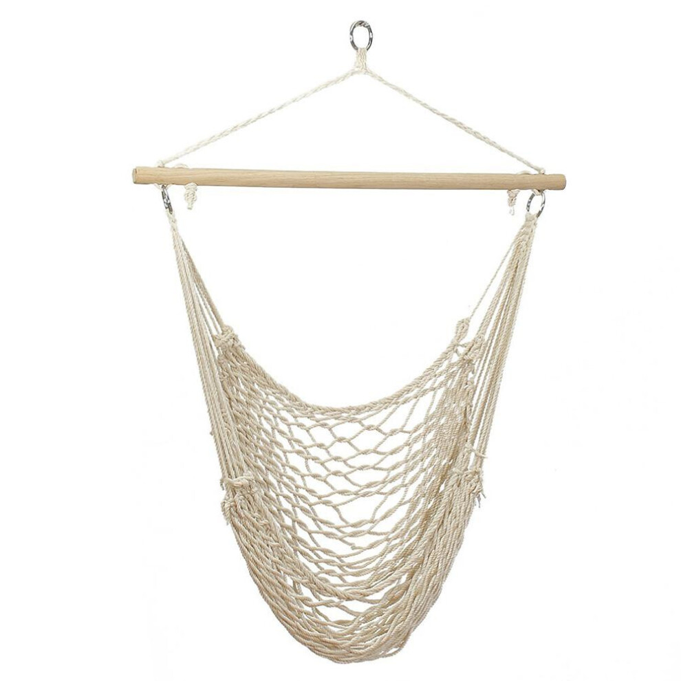 Leisu Canvas Hanging Hammock Chair - 100x130cm, Indoor/Outdoor Swing, 150kg Capacity, Stripe Pattern (Green/Rainbow/Blue/White)-image-OPC-PB9F9GR-NEW