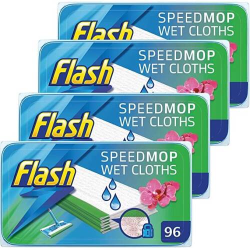 Flash Flash Speedmop, Wet Cloth Refills,Cleaner,Wild Orchid 96 Count (24 x 4)