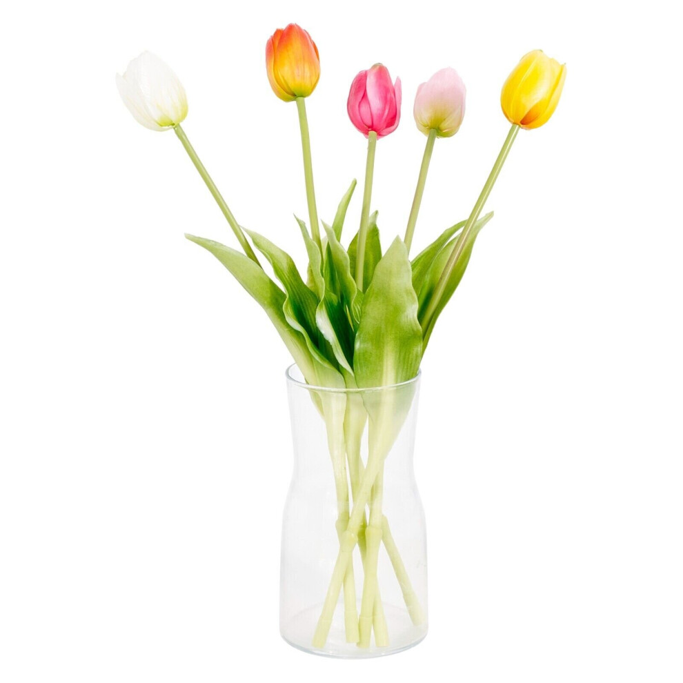 (5x Tulips) Tall Artificial Flowers Plants In/Outdoor Fake Garden Wedding Home Decor Bouquet