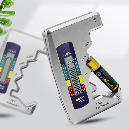 (Silver) Universal Battery Tester Digital Battery Checker Battery Capacity Level Detector 1