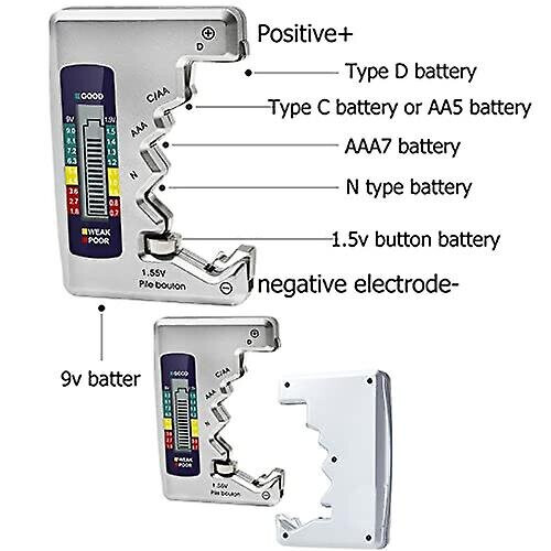 (Silver) Universal Battery Tester Digital Battery Checker Battery Capacity Level Detector 2