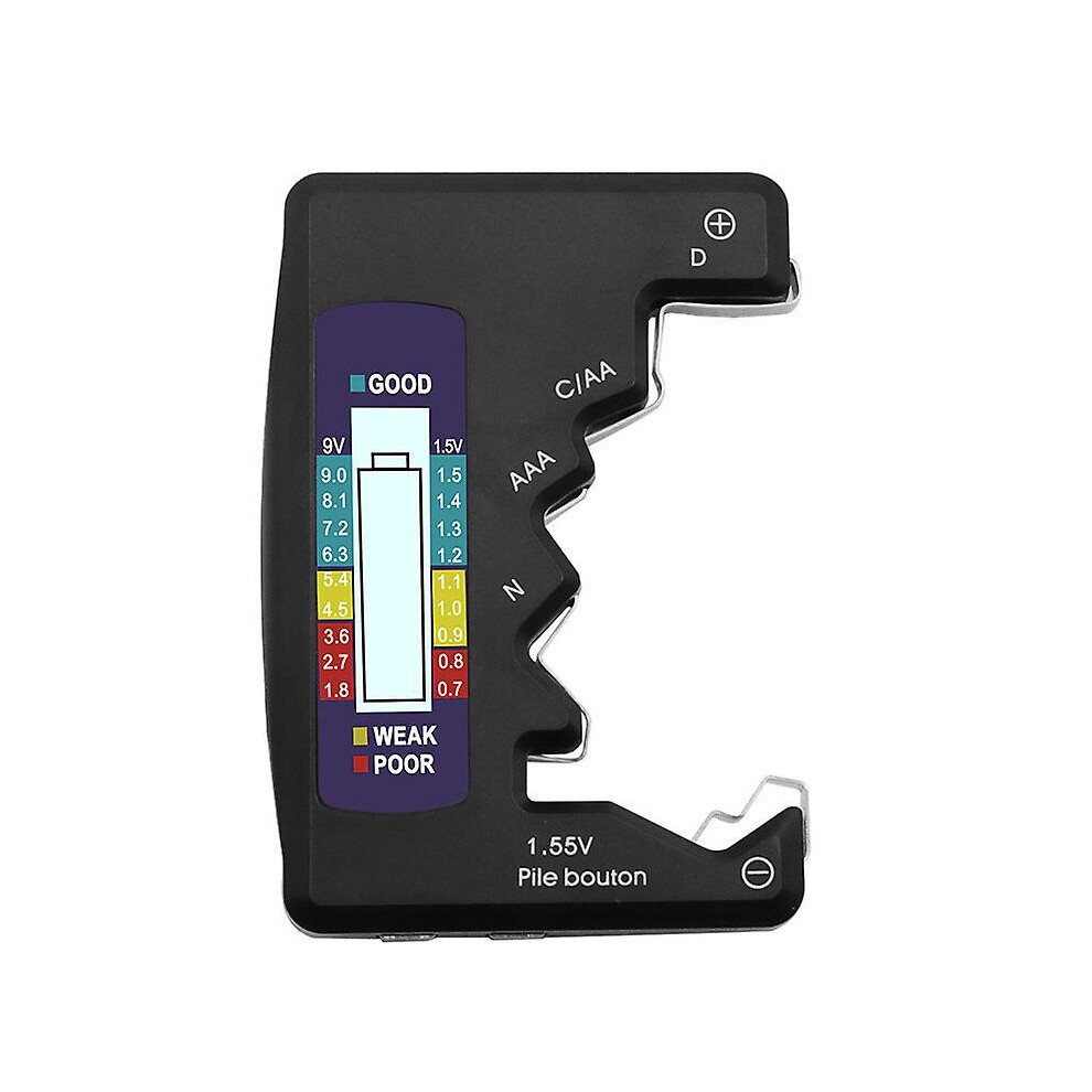 (Black) Universal Battery Tester Digital Battery Checker Battery Capacity Level Detector Black 768664265998