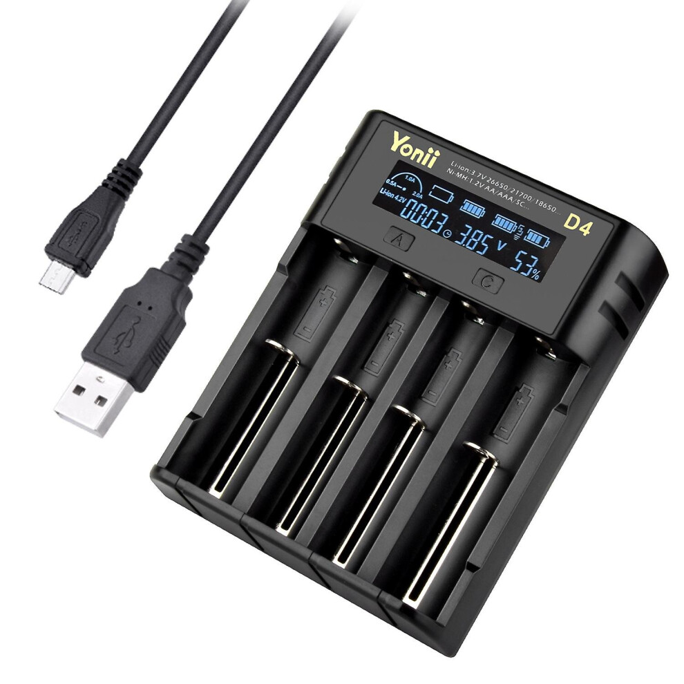 18650 Battery Charger 4 Slot 3.7V For Rechargeable Lithium And Ni-Mh Batteries 768645270287