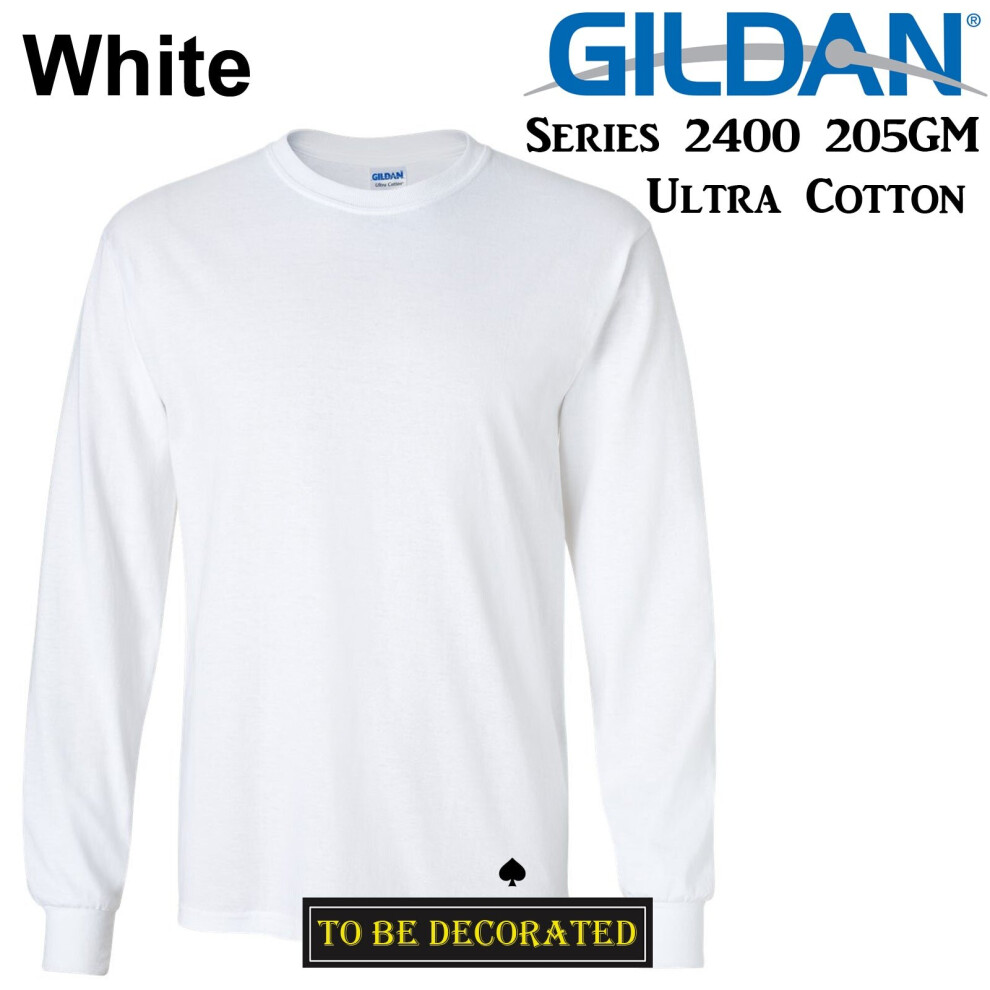 (4XL) Gildan Long Sleeve T-SHIRT White tee S - 5XL Men's Ultra Cotton jumper