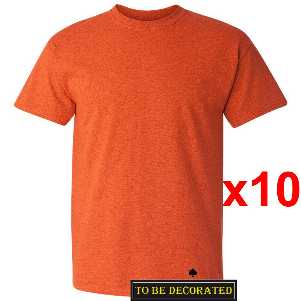 (2XL) 10 Packs Gildan T-SHIRT Basic Tee S - 5XL Small Big Men Heavy Cotton (Antique Orange)