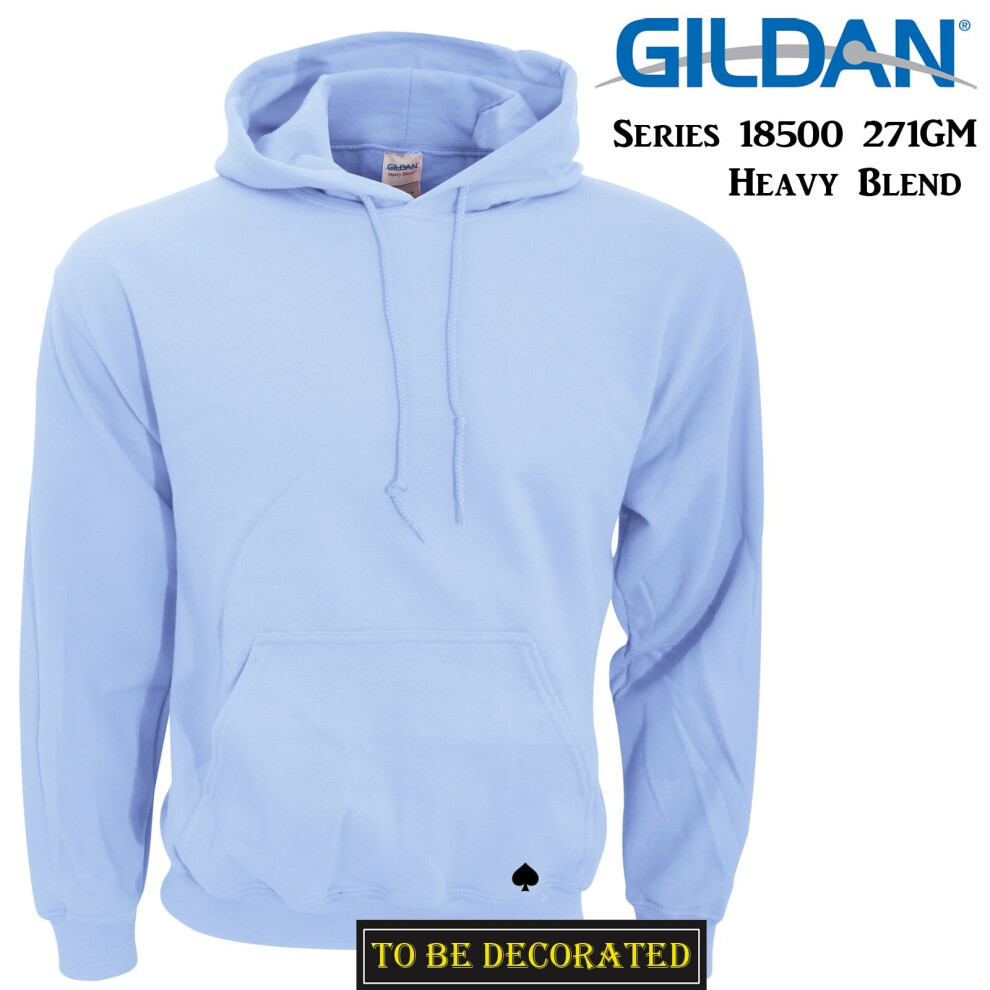 (M) Gildan Light Blue Hoodie Heavy Blend Basic Hooded Sweat Mens Pullover