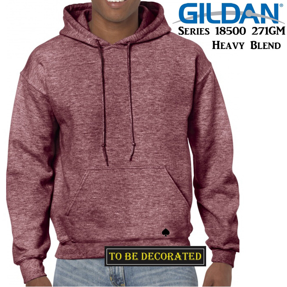 (M) Gildan Heather Sport Dark Maroon Hoodie Heavy Blend Hooded Sweat Men