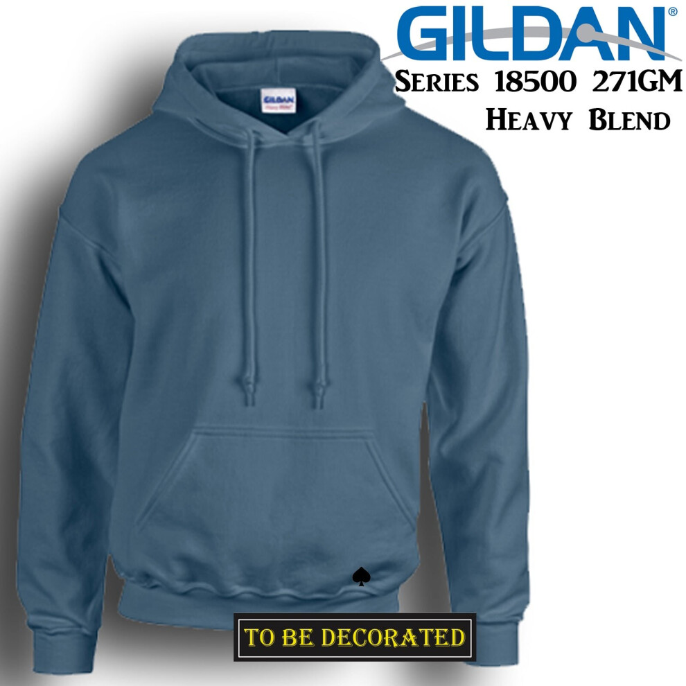 (S) Gildan Indigo Blue Hoodie Heavy Blend Hooded Sweat Mens Pullover