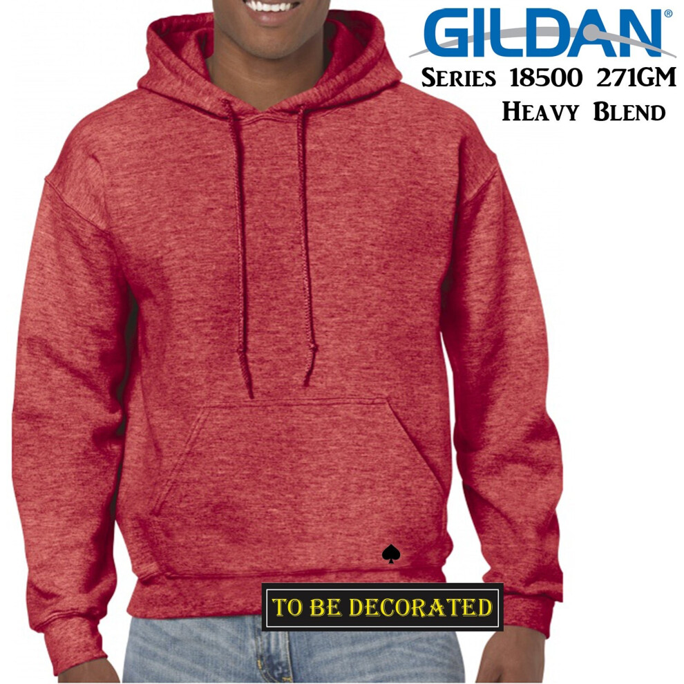 (M) Gildan Heather Sport Scarlet Red Hoodie Heavy Blend Hooded Sweat Men