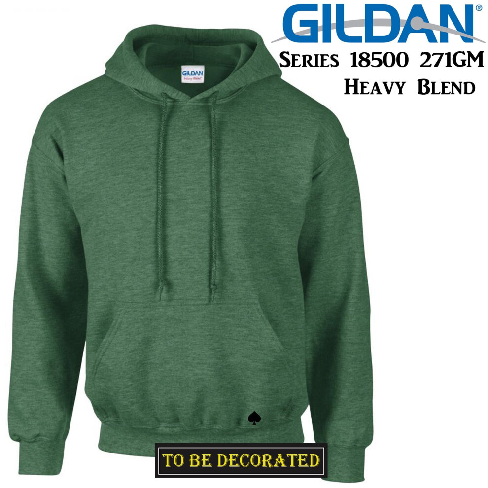 (M) Gildan Heather Sport Dark Green Hoodie Heavy Blend Hooded Sweat Mens