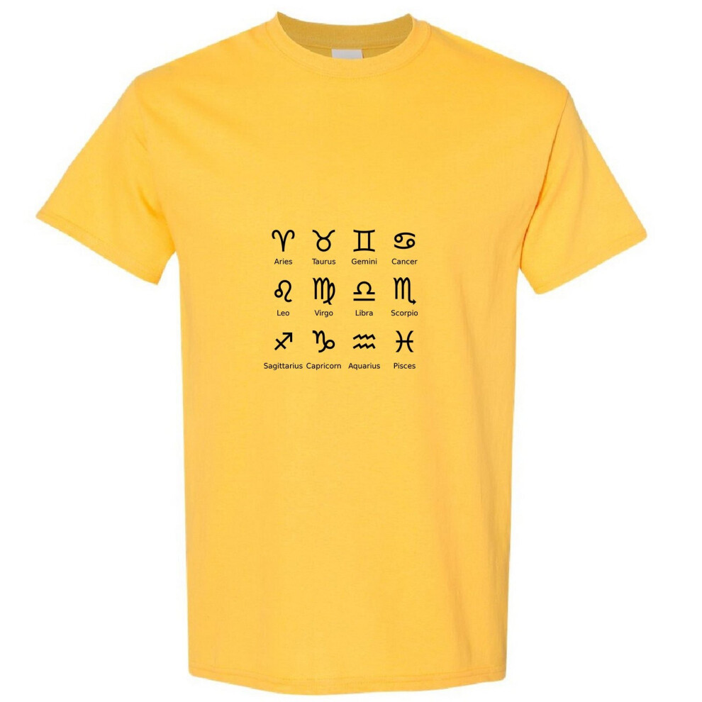 (Yellow, XL) Zodiac Horoscope Astro Astrological Symbol Sign Men T Shirt Tee Top