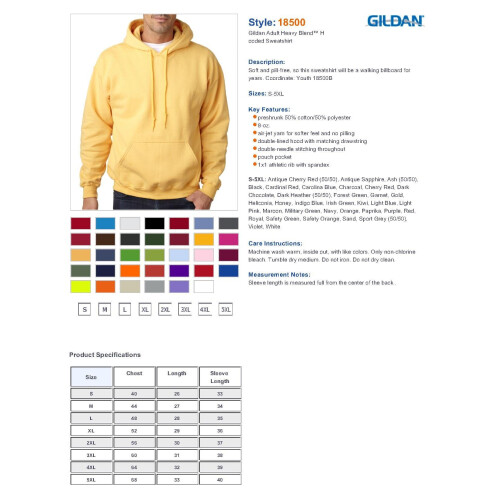 Gildan (2XL) Gildan Light Blue Hoodie Heavy Blend Basic Hooded Sweat Mens Pullover 2