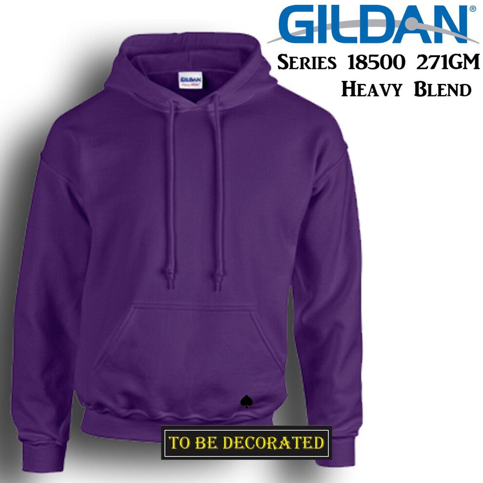 (M) Gildan Purple Hoodie Heavy Blend Hooded Sweat Mens Pullover Shirt