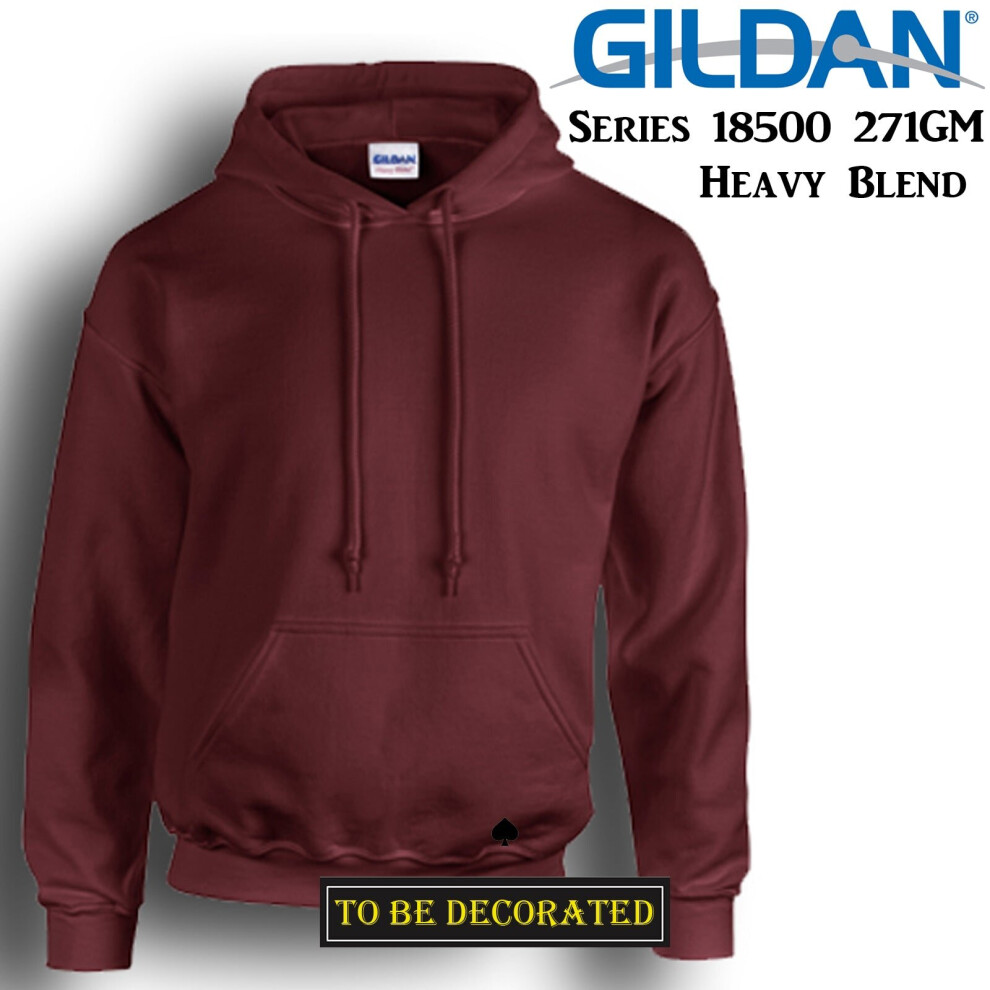 (L) Gildan Maroon Hoodie Heavy Blend Hooded Sweat Mens Pullover