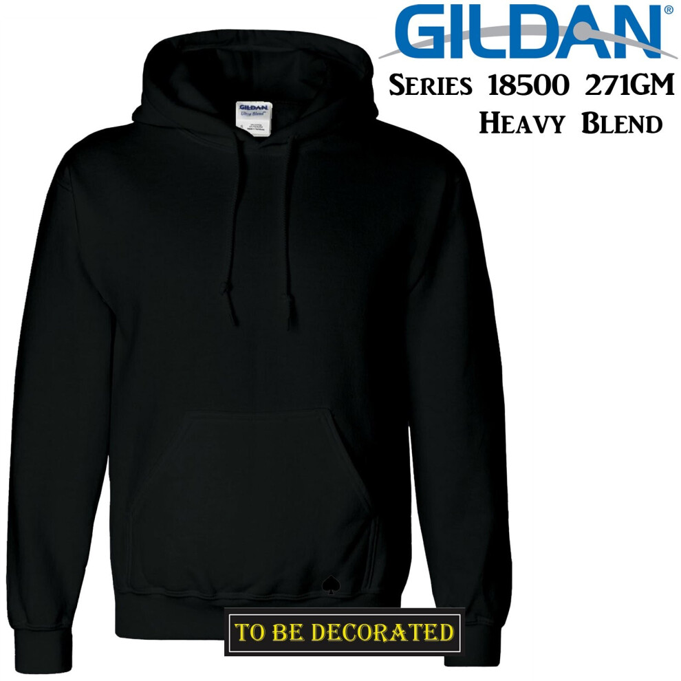 (M) Gildan Black Hoodie Heavy Blend Basic Hooded Sweat Sweater Big Mens S -5XL