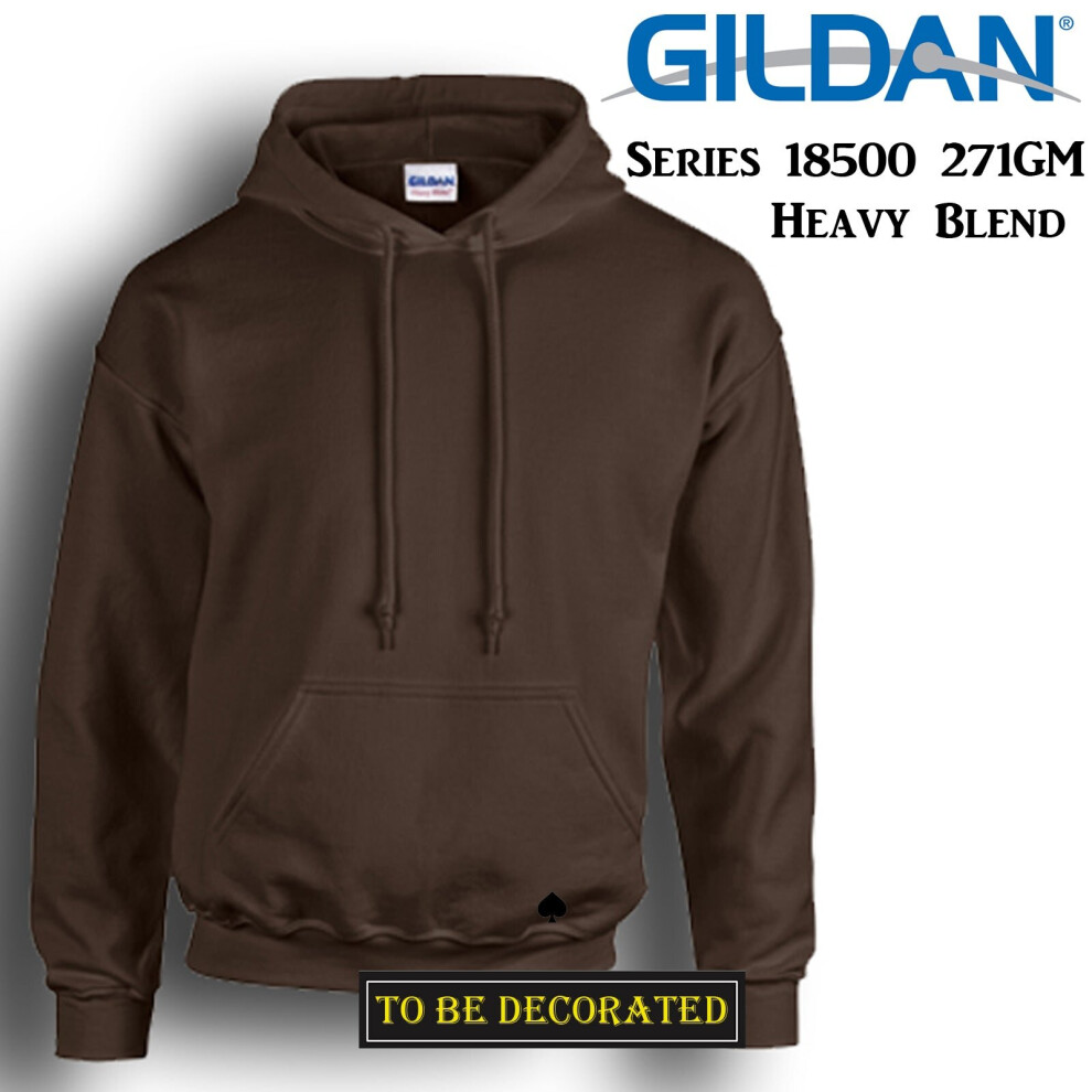 (XS) Gildan Dark Chocolate Hoodie Heavy Blend Hooded Sweat Sweater Mens