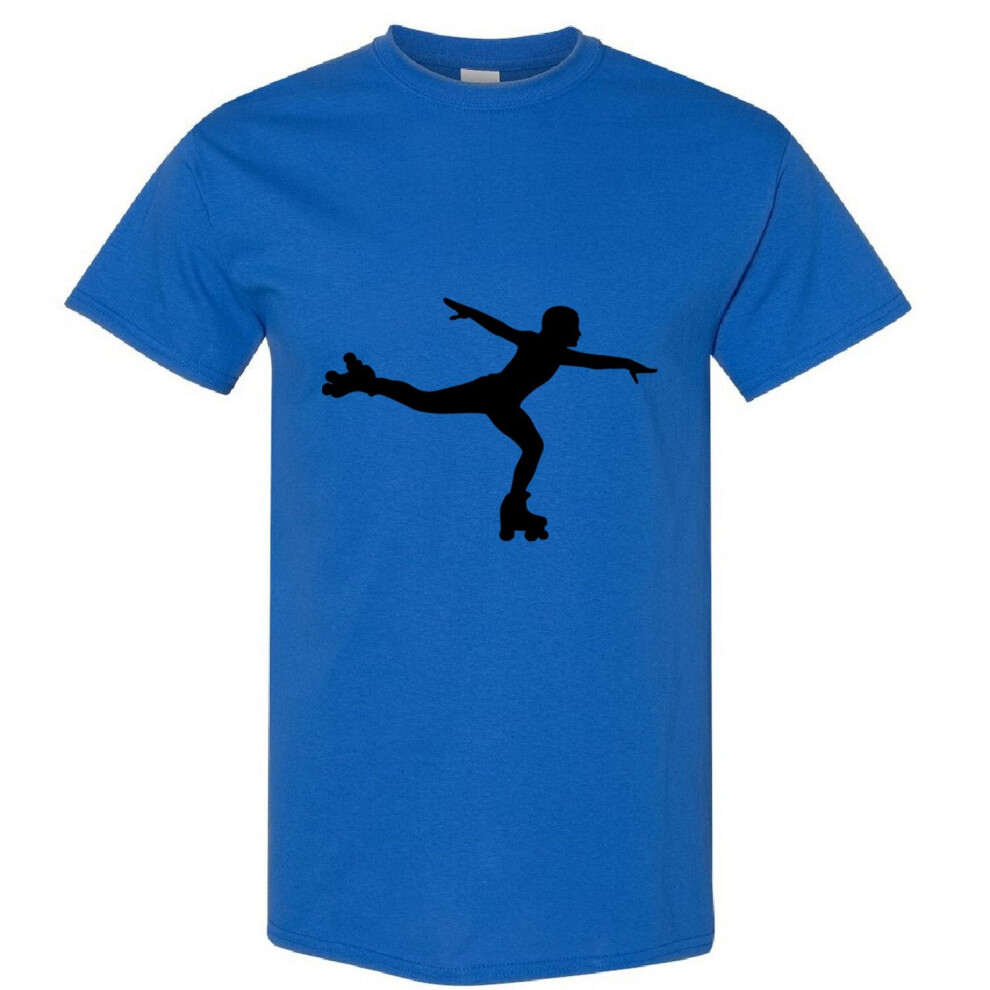 (Royal, 3XL) Roller Skate Skating Silhouette Vector Full Art Men T Shirt Tee Top