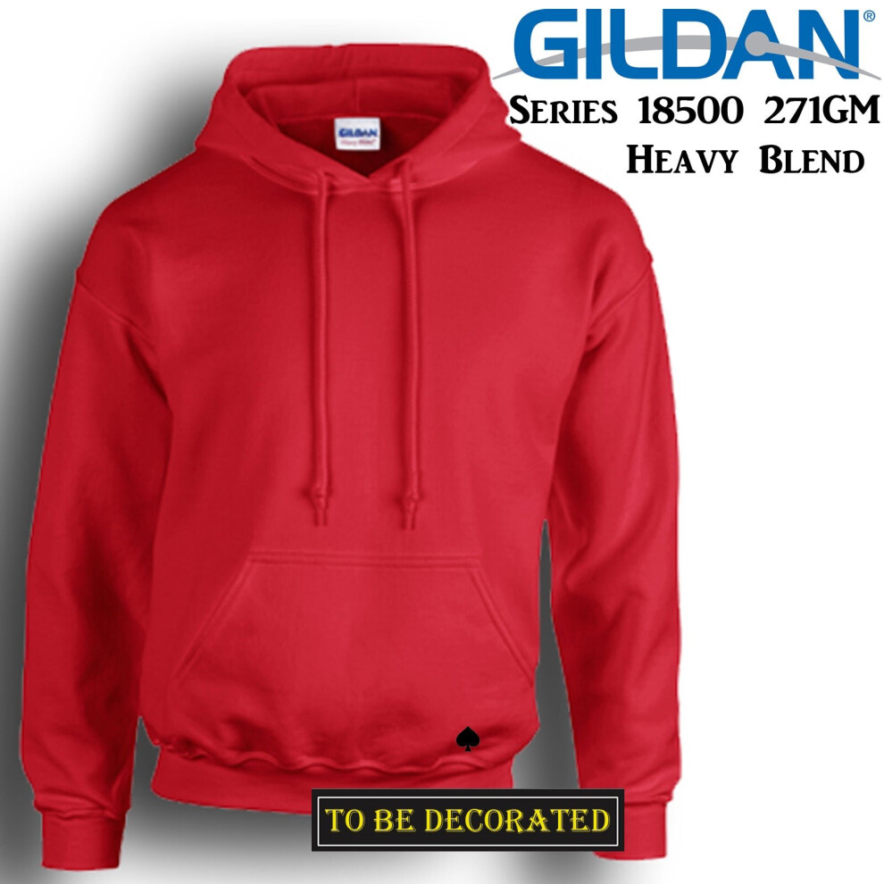 (L) Gildan Red Hoodie Heavy Blend Basic Hooded Sweat Sweater Mens S - XXL