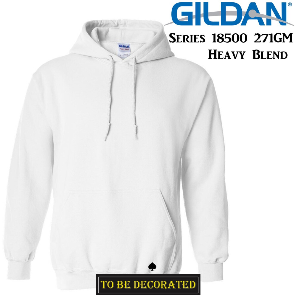 (L) Gildan White Hoodie Heavy Blend Basic Hooded Sweat Sweater Men's XS - 5XL