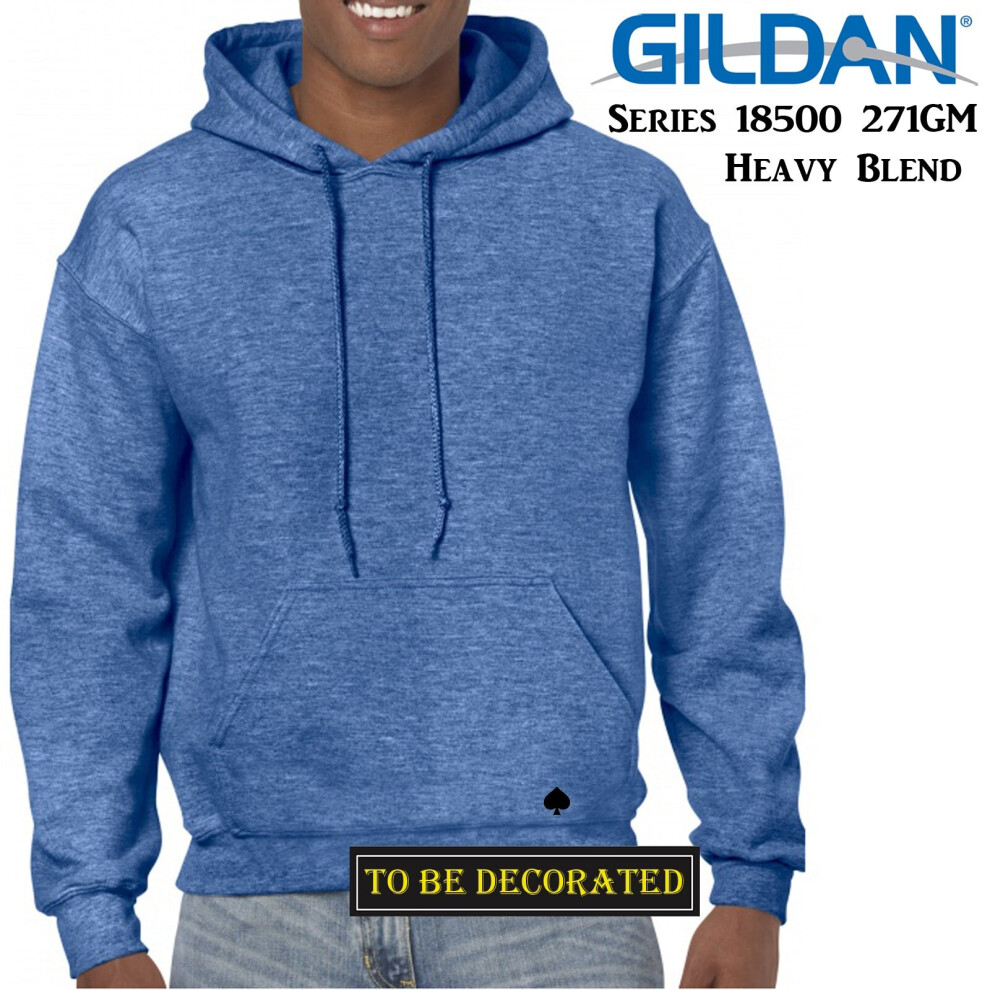 (XL) Gildan Heather Sport Royal Blue Hoodie Heavy Blend Hooded Sweat Mens