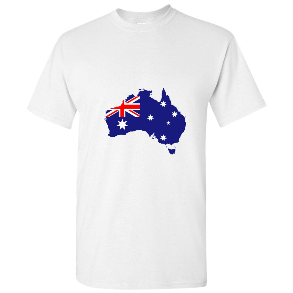 (M) Australian Australia Map Flag Country States White Men T Shirt Tee Top