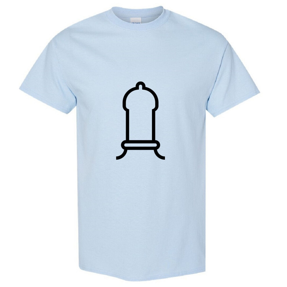 (Light Blue, S) Adult Dick Penis Condom Joke Funny Art Men T Shirt Tee Top