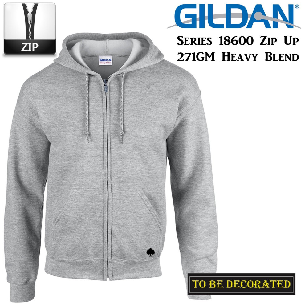 (XL) Gildan Sport Grey Zip Up Hoodie Hooded Sweatshirt Sweater Fleece Men