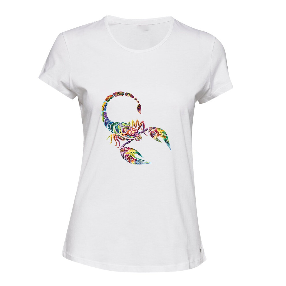 (S) Scorpio Scorpion Horoscope Zodiac Symbol Sign White Ladies Women T Shirt Tee Top