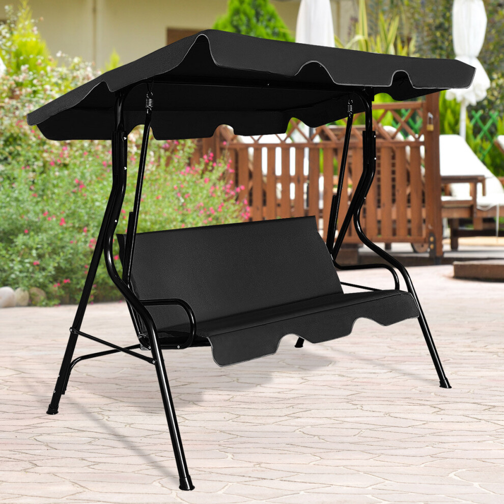 Costway Garden Swing Chair 3 Seater Hammock Bench Swinging Cushioned Seat Black