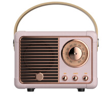 (Pink) Retro mini portable, plug and play Bluetooth speaker