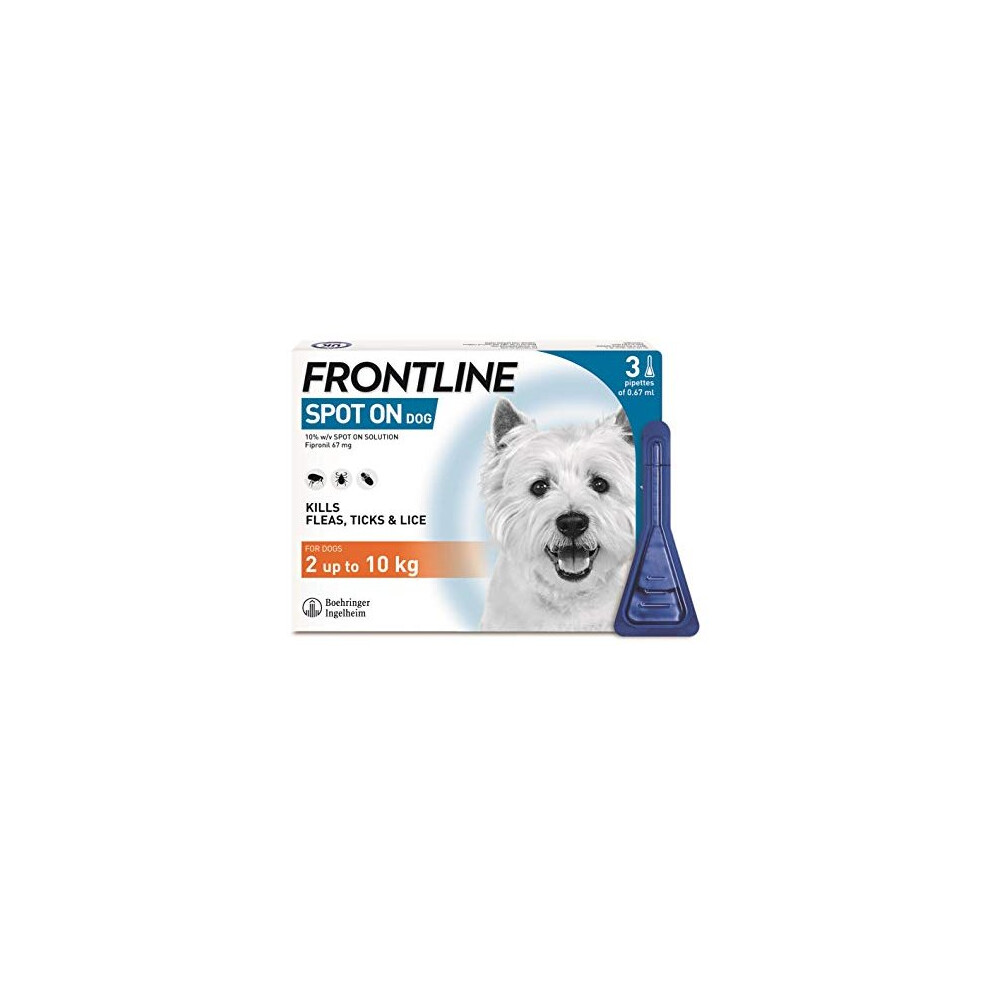 FRONTLINE Spot On Flea & Tick Treatment for Small Dogs (2-10 kg) - 3 Pipettes