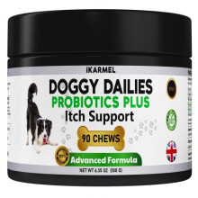 iKARMEL Doggy Dailies Probiotics for Dogs (90 Chews) - Canine Supplements for Digestive and Immunity Support - Skin Health and Itch Relief - Vitamin