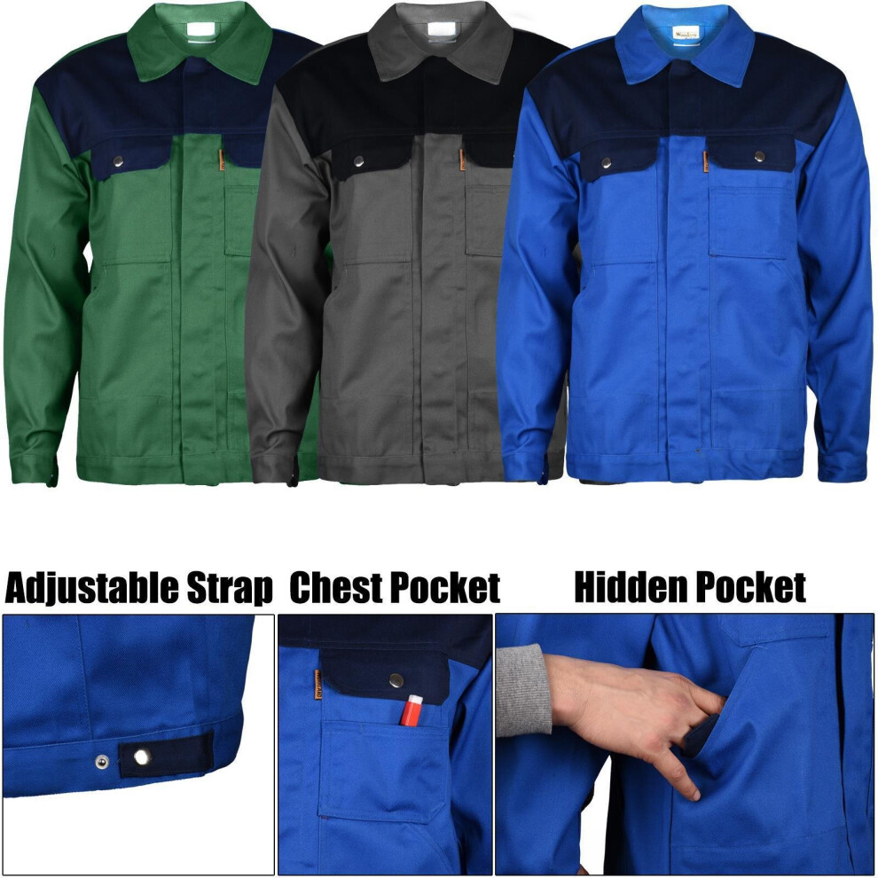 (2XS, Green/Dark Blue) Mens Working Jacket Industrial Heavy Duty Coat