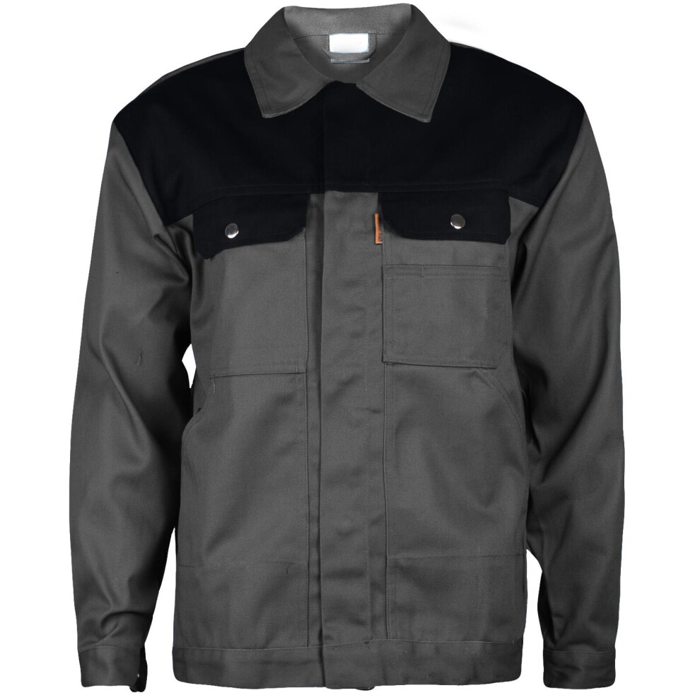 (2XL, Grey/Black) Mens Working Jacket Industrial Heavy Duty Coat