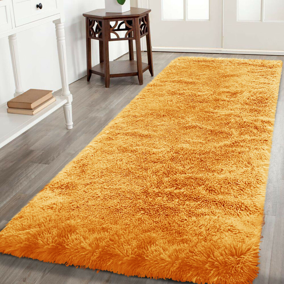 (80 x 300 cm (2 ft 6 in x 10 ft)-Large Runner, Yellow/Ocher) Non Slip Rug  Area Rug Living Room Bed Room