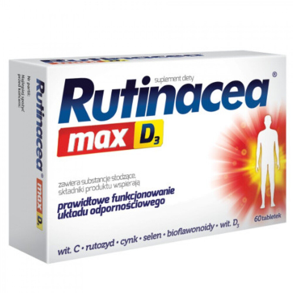 Rutinacea Max D3 60 tab Wzmocnij Odpornosc kosci zeby Immunity booster Vitamin D