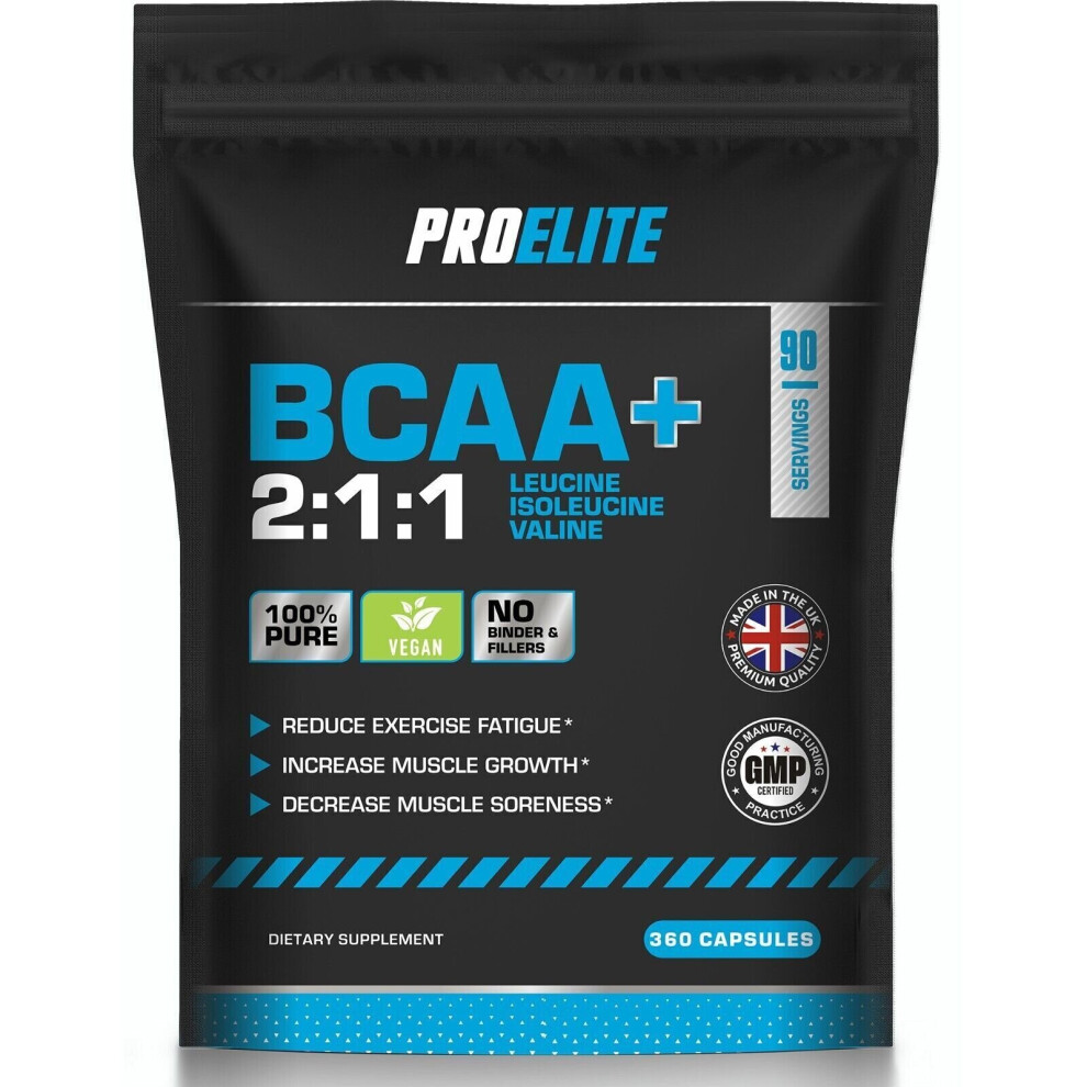 (360 Capsules) BCAA Capsules Vegan 1000mg Branch Chain Amino Acid 