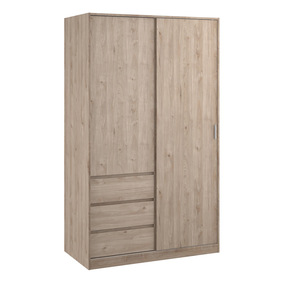 Naia Wardrobe With 1 Sliding Door + 1 Door + 3 Drawers In Oak Structure Jackson Hickory