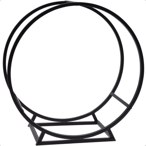 Log Storage Holder Rack Modern Fireplace Indoor Outdoor Circular Stand