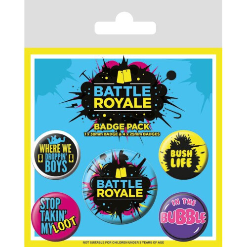 FORTNITE Battle Royale Badge Pack of 5 Safety Pin Backed Badges