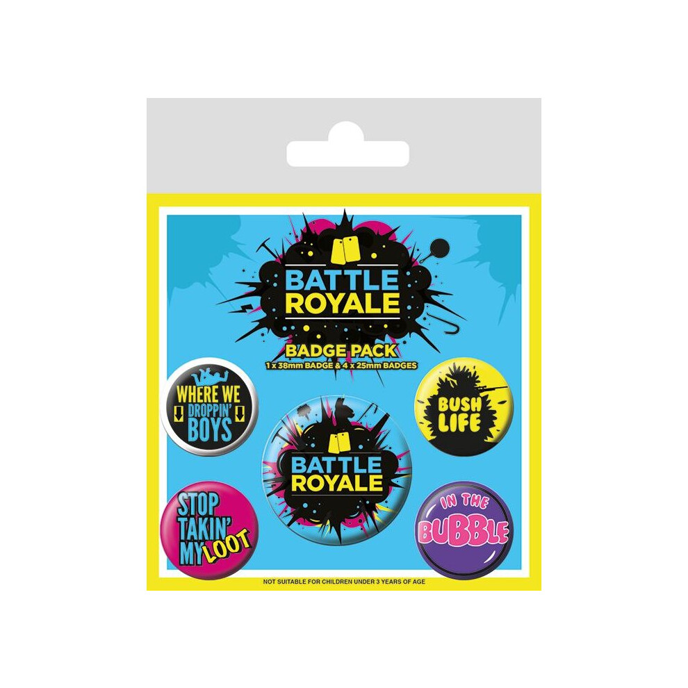 FORTNITE Battle Royale Badge Pack of 5 Safety Pin Backed Badges