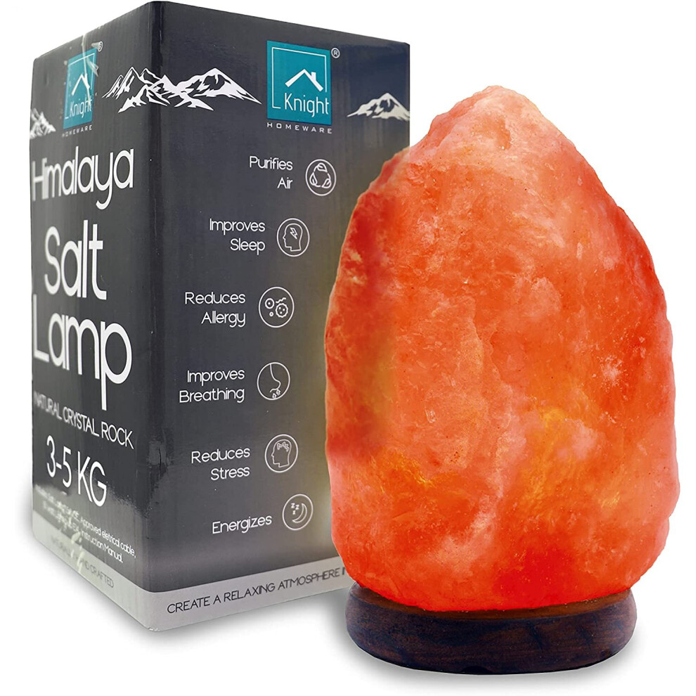 (3-5 Kg	) SALT LAMP 5-7Kg Himalayan Natural & Handicraft Salt Lamp Healing Pink Rock-Bulb Wooden Base